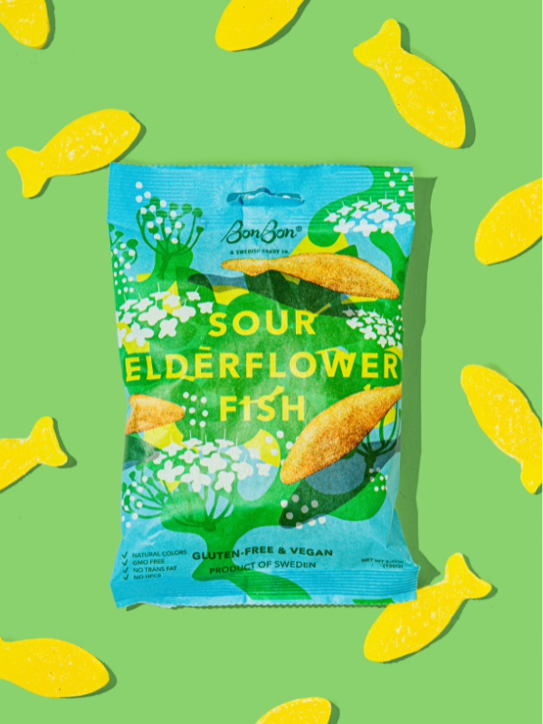 Sour Elderflower Fish - Swedish Candy 5.2oz (150g)