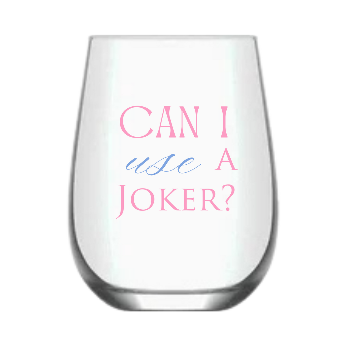"Can I Use a Joker?" - Single Mahjong Stemless Wine Glass