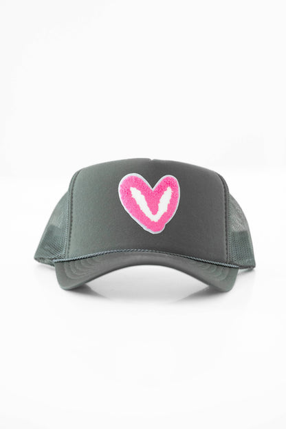 FUZZY PINK PATCH: Royal Blue House of Shan, INC - Imperfect Heart 'Patch' Trucker Hats -
