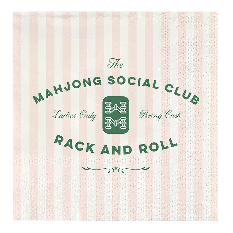 Santa Barbara Design Studio by Creative Brands - Ceramic Napkin Tray + Napkins - Mahjong Social Club: 5" L x 5" W