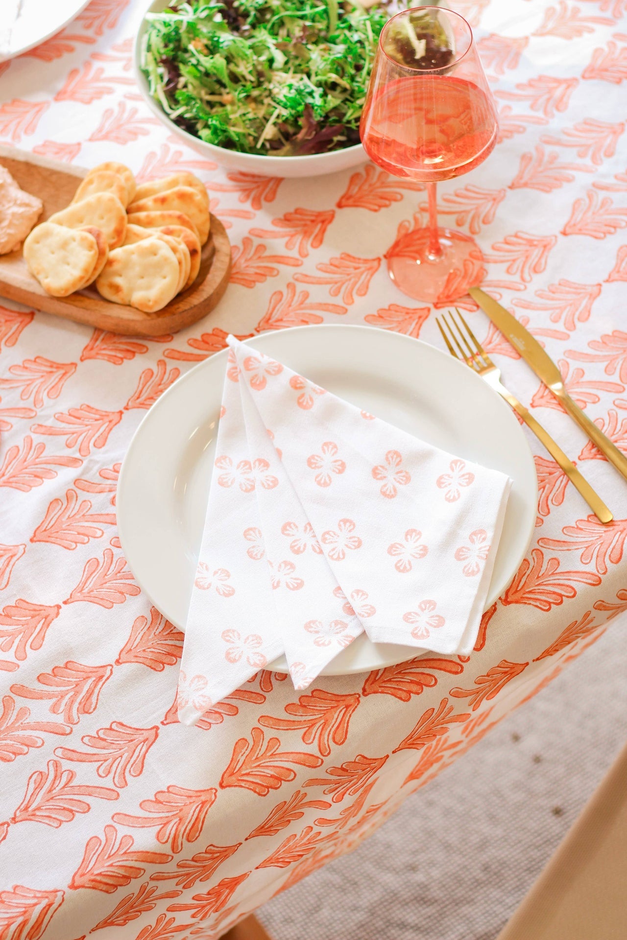 Mended - Table Throw - Palmetto, Orange & Melon