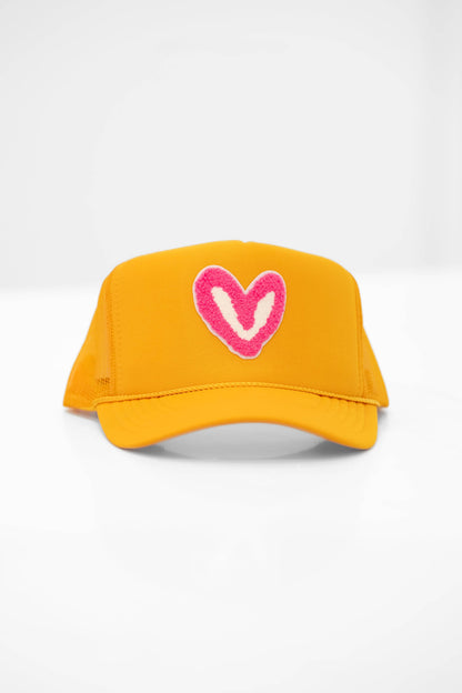 FUZZY PINK PATCH: Royal Blue House of Shan, INC - Imperfect Heart 'Patch' Trucker Hats -