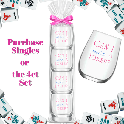 "Can I Use a Joker?" - Single Mahjong Stemless Wine Glass