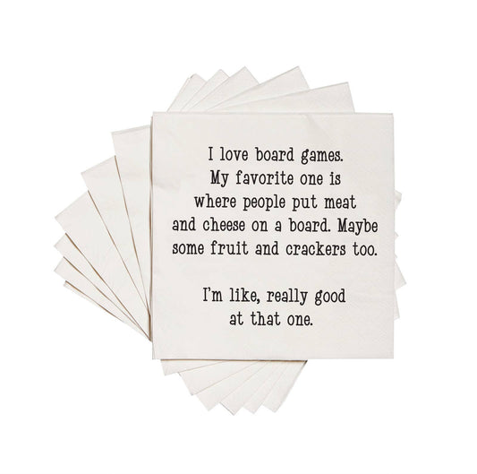 Cocktail Napkins - "I Love Board Games…" - Wh - 20 Pk