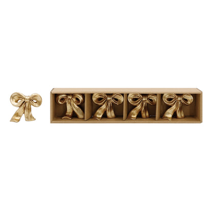 Gold Bow Placecard Holder Set of 4 for Mahjong Tabletop