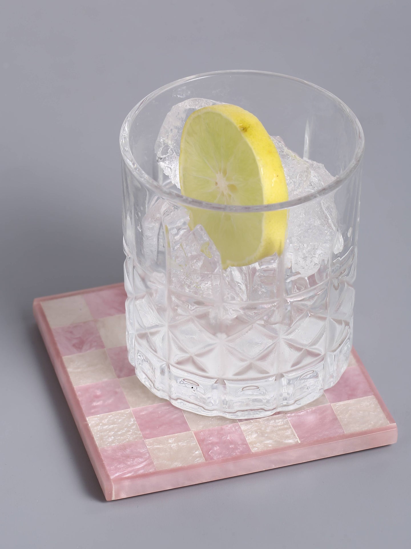 Tiramisu - Pink Check Resin Coaster Set of 4