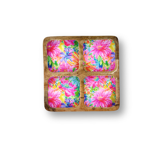 Quad Floral 12" Quad Tray w/ 4 Compartments