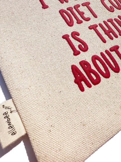 Canvas Zipper Pouch - Puff Print - "Diet Coke…Me Too?" - Med