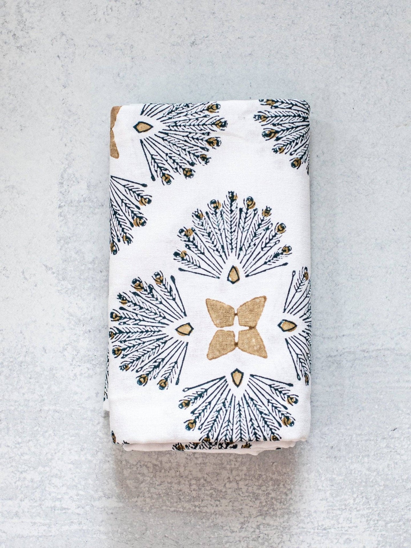 Mended - Table Throw (Ivory) - Peacock Paradise, Midnight & Chai