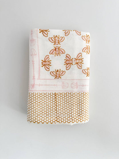 Table Throw - Honeybee - Rose & Mustard