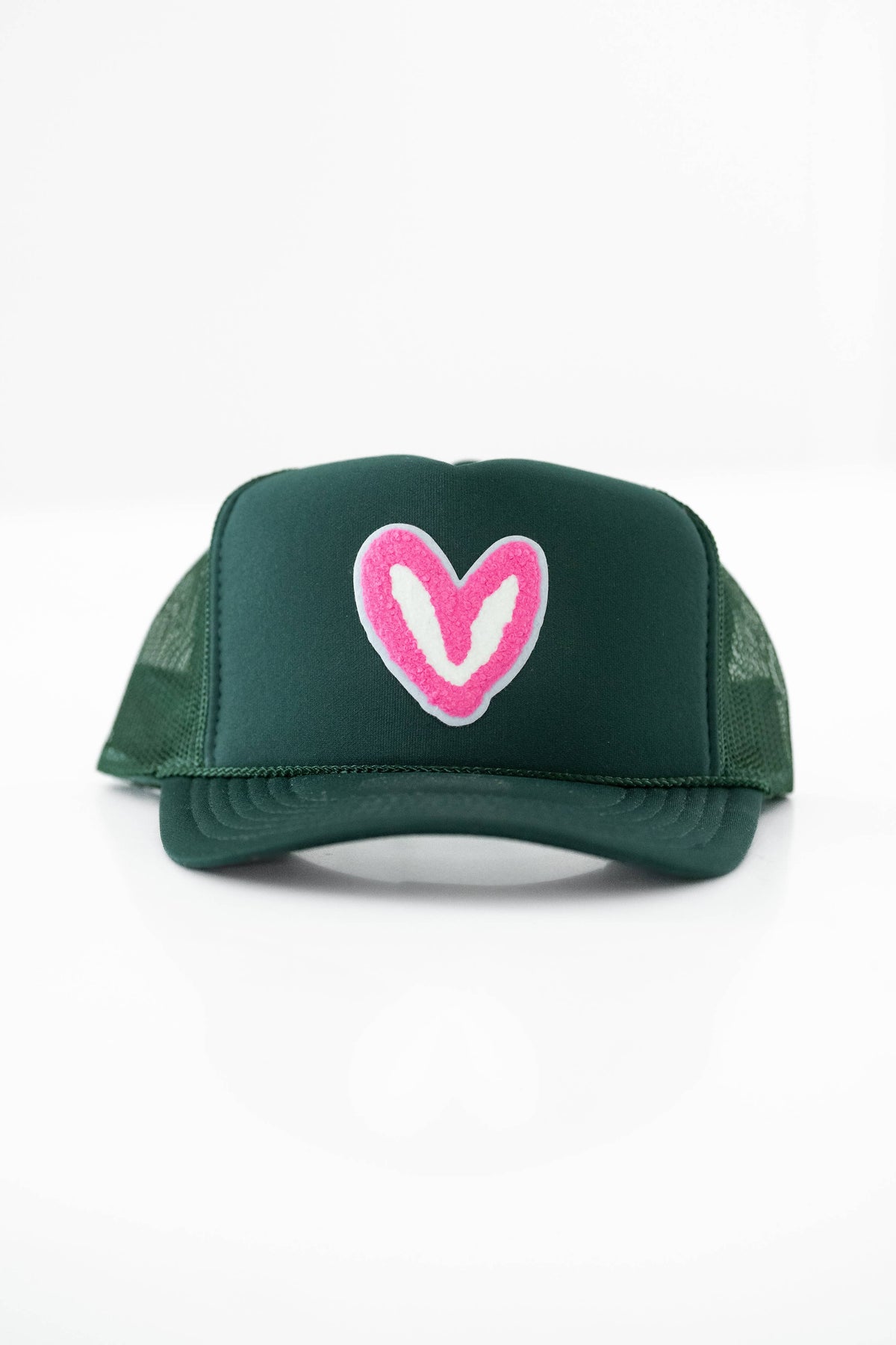 FUZZY PINK PATCH: Royal Blue House of Shan, INC - Imperfect Heart 'Patch' Trucker Hats -