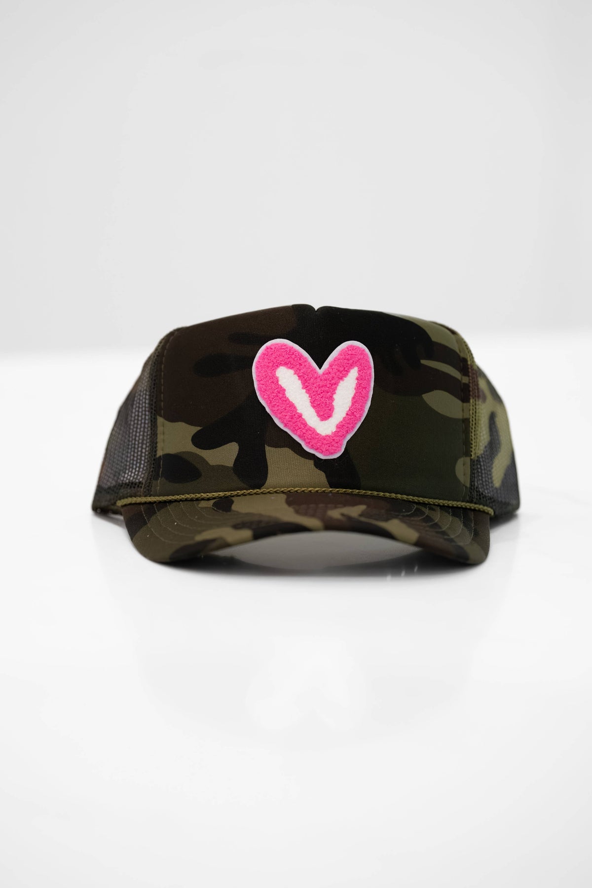 FUZZY PINK PATCH: Royal Blue House of Shan, INC - Imperfect Heart 'Patch' Trucker Hats -