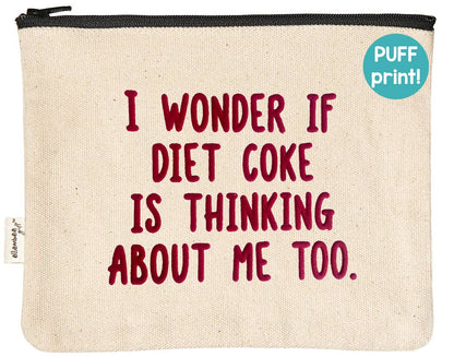 Canvas Zipper Pouch - Puff Print - "Diet Coke…Me Too?" - Med