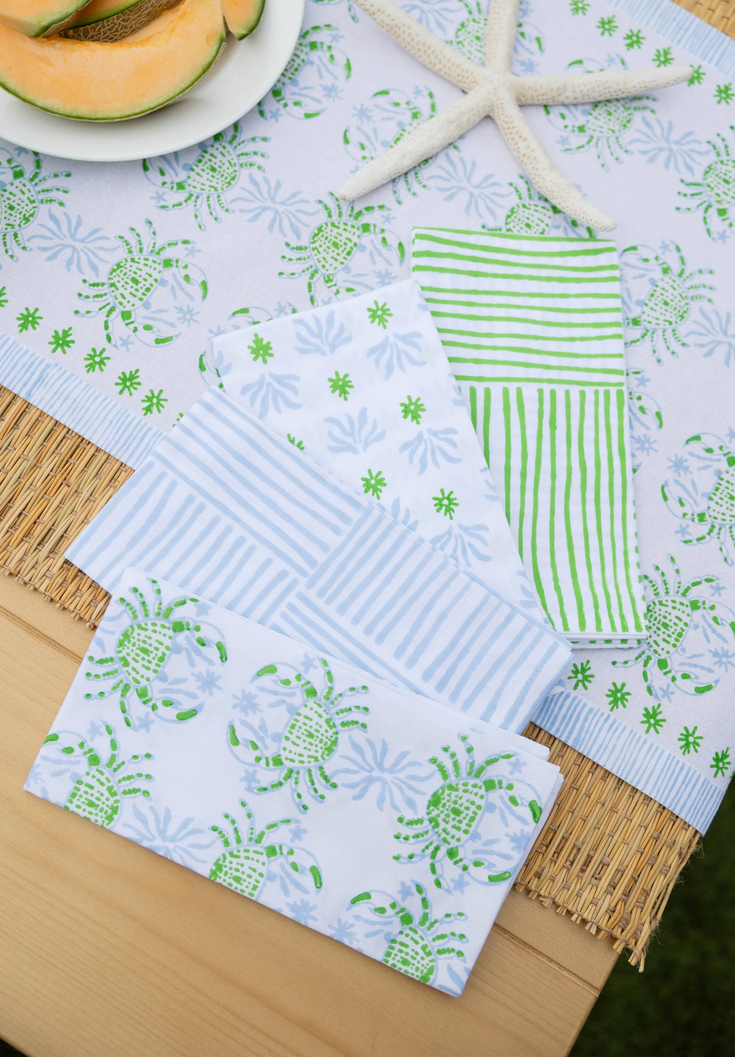Organic Napkins (set of 4) - King Crab - Uniform Blue & Vine