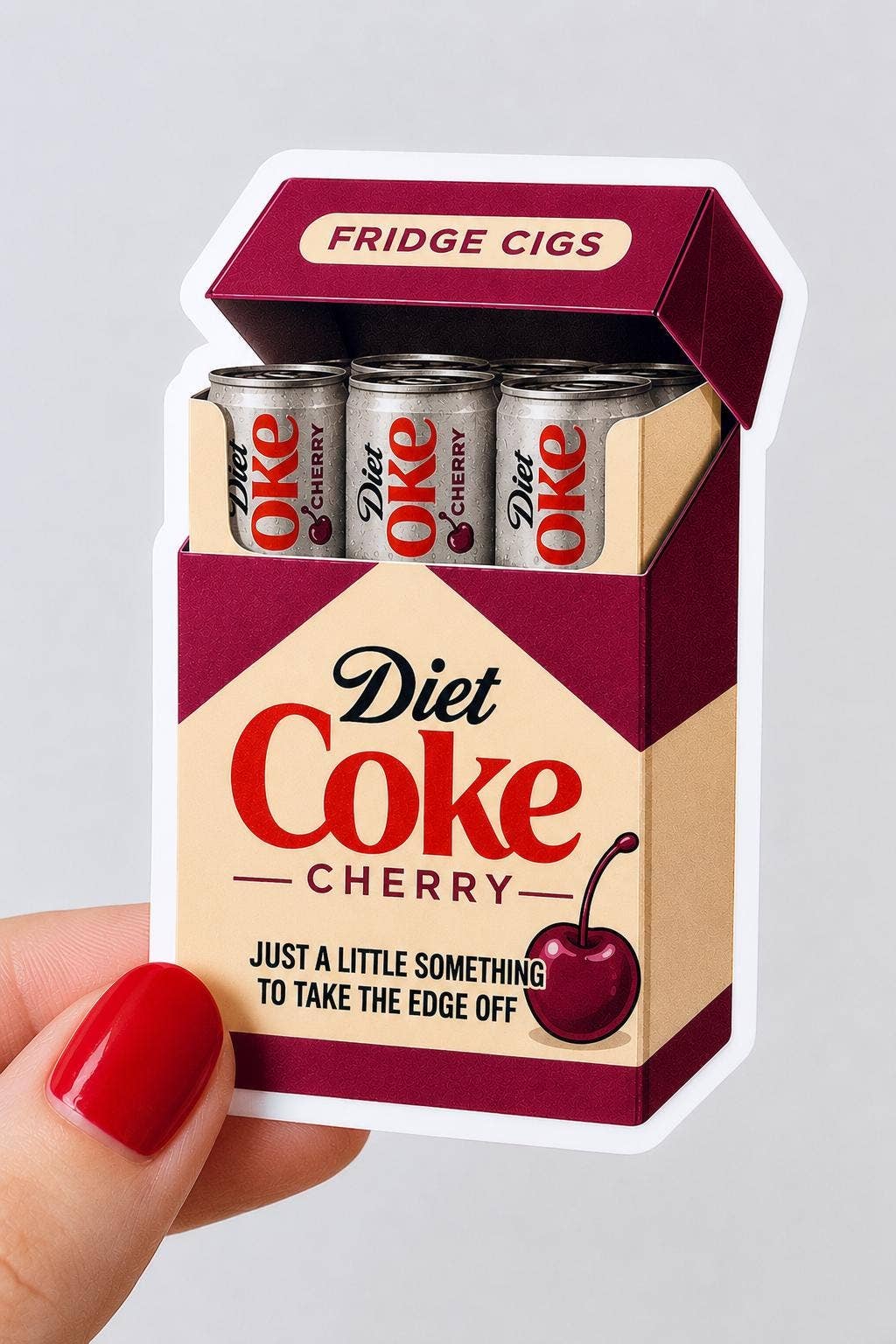 Hello Brand | Sticker My Art - Diet Coke Fridge Cigs Sticker - Matte Vinyl: Vinyl sticker