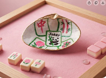 Joker / Gold / Small Clam Mahjong Dice Dish - Decoupage: