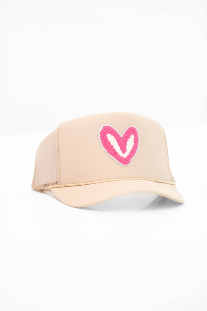 FUZZY PINK PATCH: Royal Blue House of Shan, INC - Imperfect Heart 'Patch' Trucker Hats -