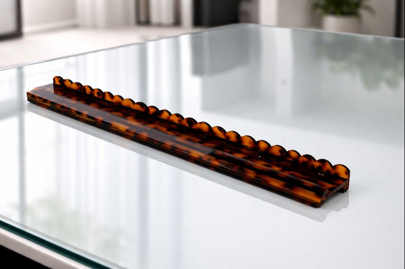 PRE-ORDER | THE MM Tortoise Scalloped Mahjong Rack & Pusher 20 in. - June 25 Shipment